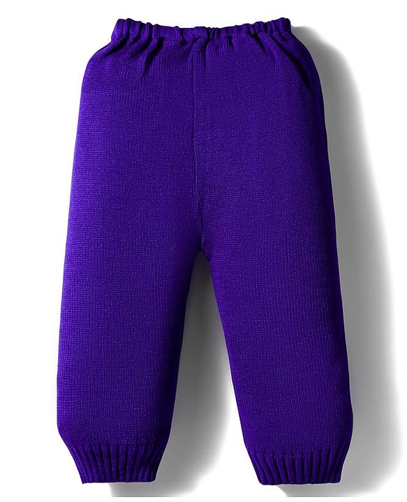 Babyhug Knit Full Sleeves Sweater Set with Fair Isle Design - Purple