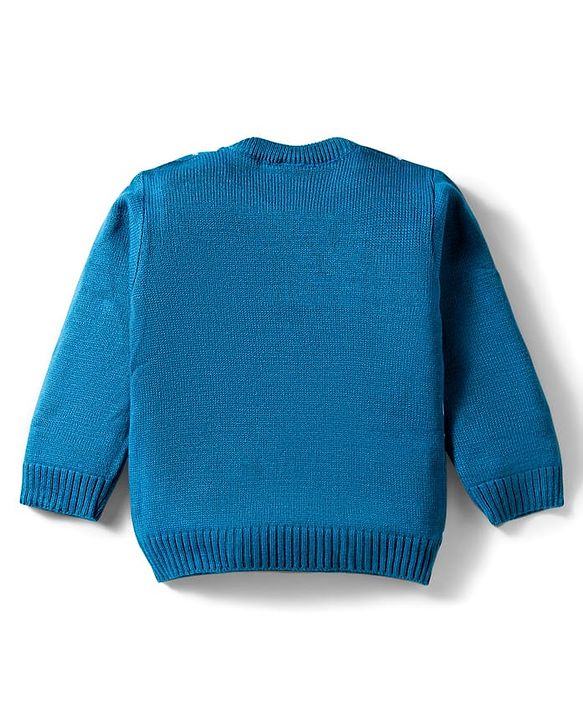 Babyhug Knit Full Sleeves Sweater Set with Christmas Fair Isle Design - Teal Blue