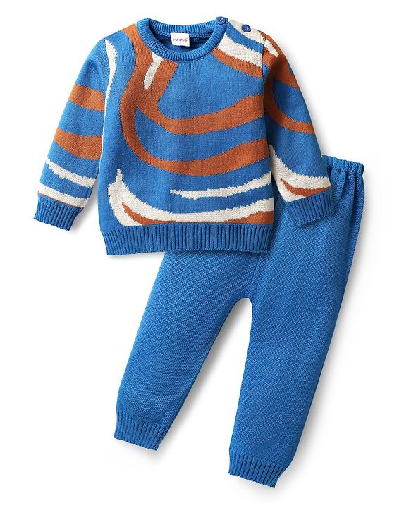 Babyhug Sweater Knit Full Length Woollen Pant with Heart Design - Pink main image 0
