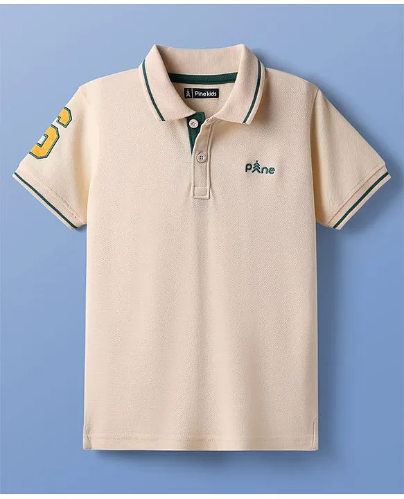 Buy Pine Kids Cotton Knit Half Sleeves Polo T-Shirt with Number