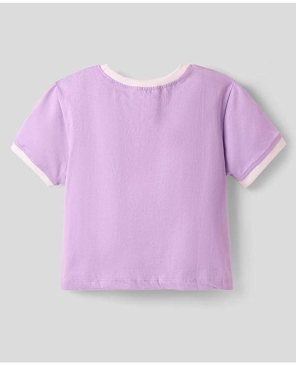 Pine Kids Cotton Knit Half Sleeves T-Shirt with Text Print - Lavender