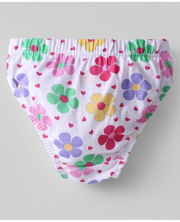 Babyhug 100% Cotton Single Jersey Knit Panties With Floral Print & Polka Dots Pack Of 3 - Pink White & Purple