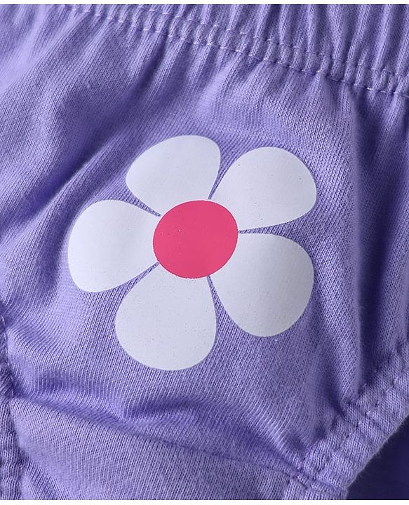 Babyhug 100% Cotton Single Jersey Knit Panties With Floral Print & Polka Dots Pack Of 3 - Pink White & Purple