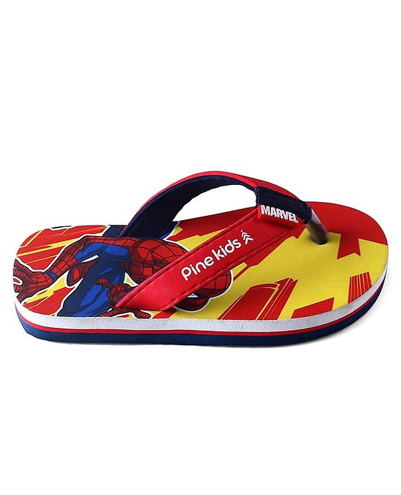 Pine Kids Marvel Slip On Flip Flops With Spider-Man Print - Red