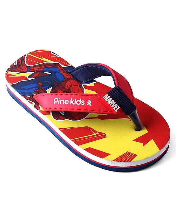 Pine Kids Marvel Slip On Flip Flops With Spider-Man Print - Red