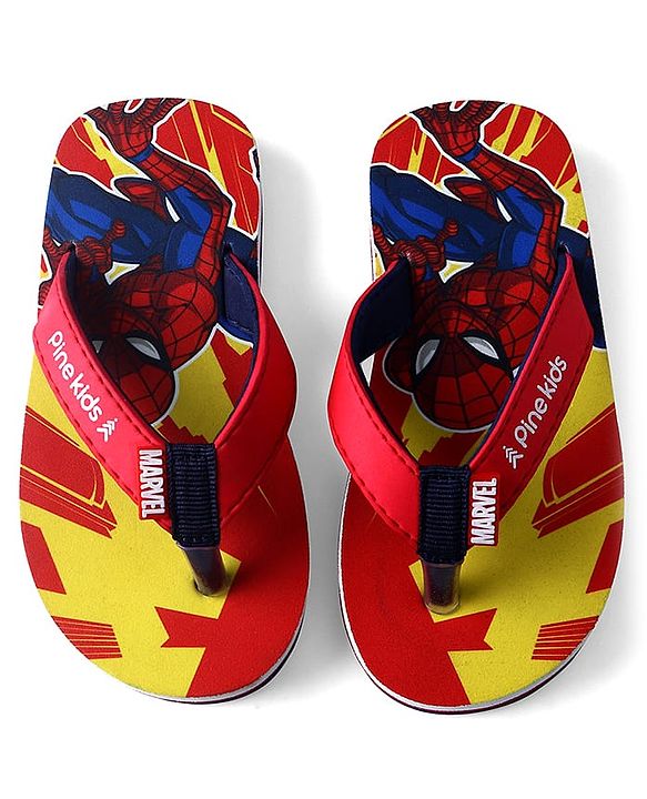 Pine Kids Marvel Slip On Flip Flops With Spider-Man Print - Red