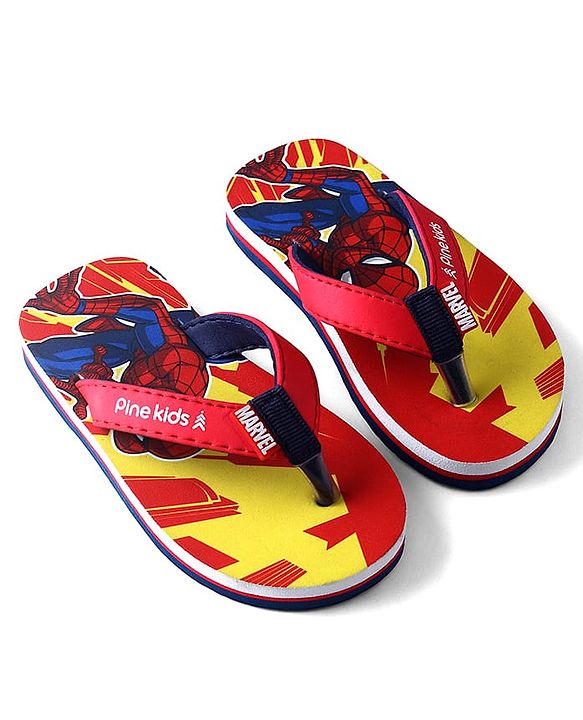 Pine Kids Marvel Slip On Flip Flops With Spider-Man Print - Red