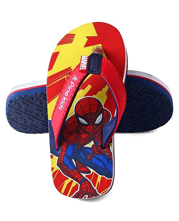 Pine Kids Marvel Slip On Flip Flops With Spider-Man Print - Red