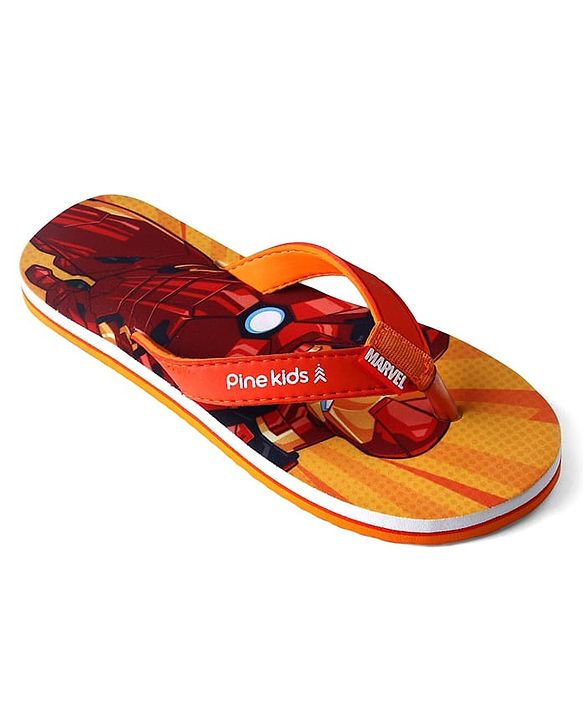 Pine Kids Marvel Slip On Flip Flops With Iron Man Print - Red