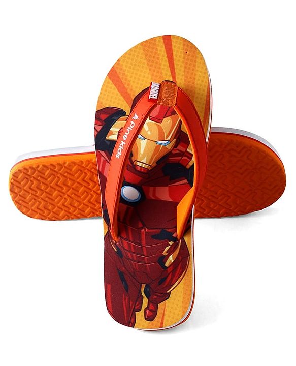 Pine Kids Marvel Slip On Flip Flops With Iron Man Print - Red