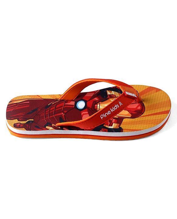 Pine Kids Marvel Slip On Flip Flops With Iron Man Print - Red