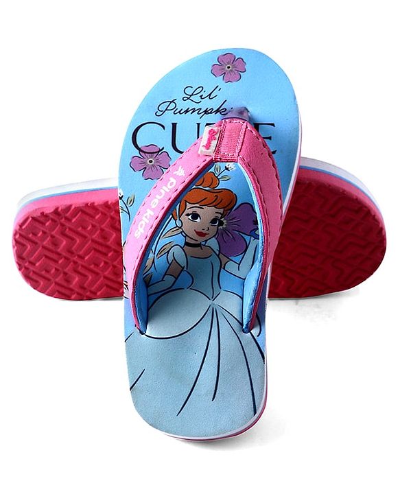 Pine Kids Disney Slip On Flip Flops With Cinderella Print - Light Blue