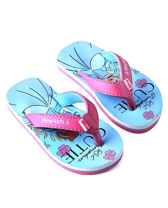Pine Kids Disney Slip On Flip Flops With Cinderella Print - Light Blue