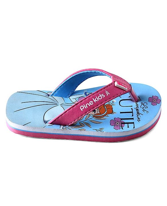Pine Kids Disney Slip On Flip Flops With Cinderella Print - Light Blue
