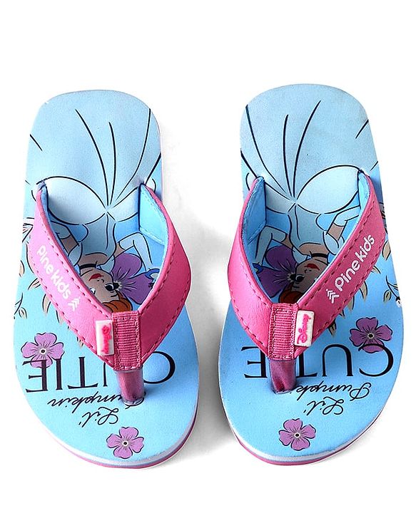Pine Kids Disney Slip On Flip Flops With Cinderella Print - Light Blue
