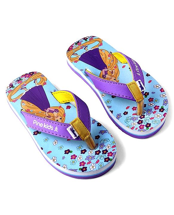 Pine Kids Disney Slip On Flip Flops With Rapunzel Print - Light Blue