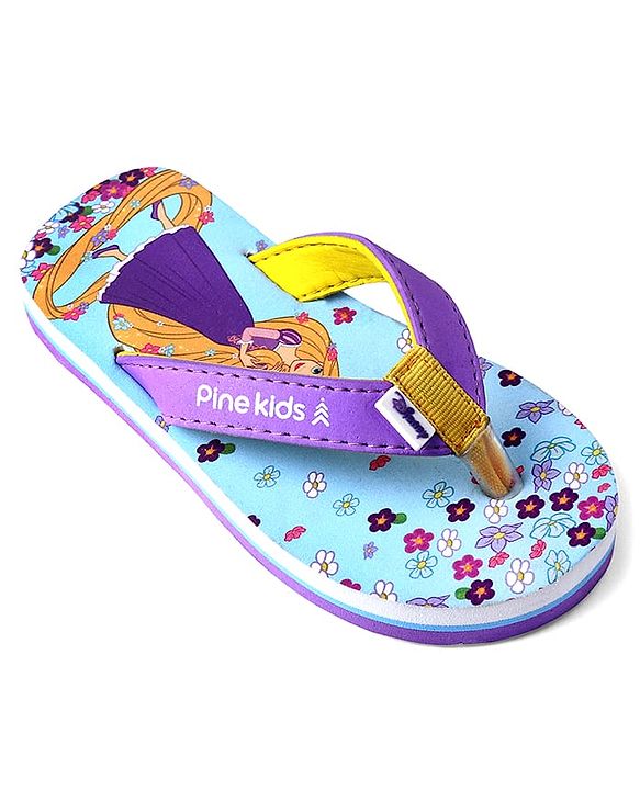 Pine Kids Disney Slip On Flip Flops With Rapunzel Print - Light Blue