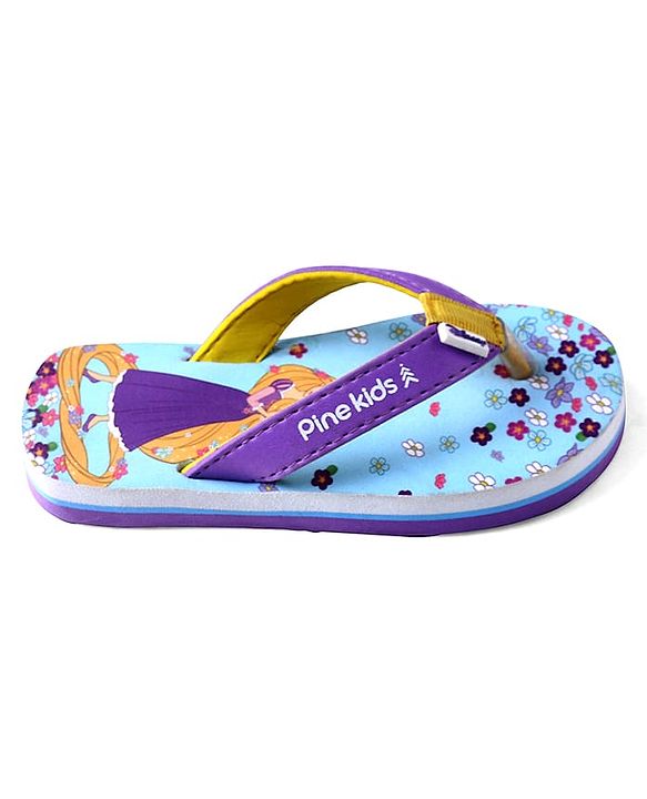 Pine Kids Disney Slip On Flip Flops With Rapunzel Print - Light Blue