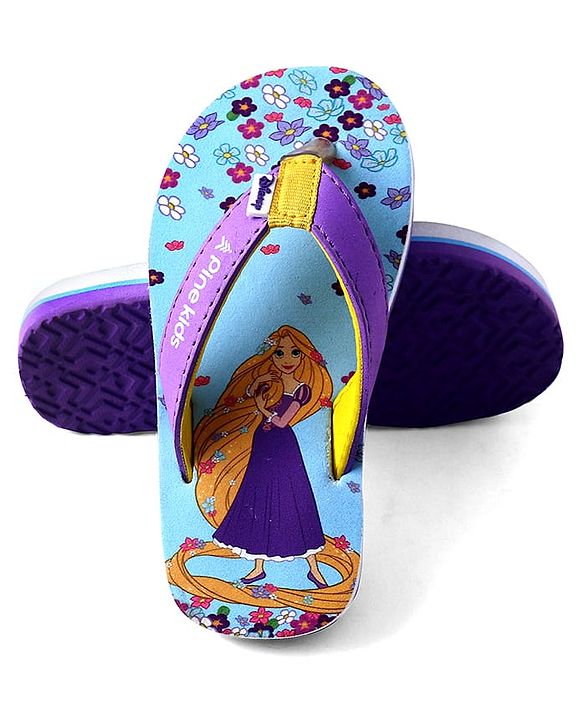 Pine Kids Disney Slip On Flip Flops With Rapunzel Print - Light Blue