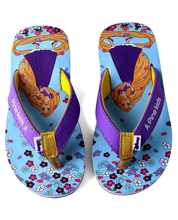 Pine Kids Disney Slip On Flip Flops With Rapunzel Print - Light Blue