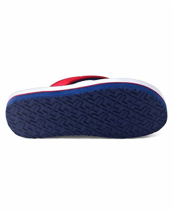 Pine Kids Marvel Slip On Flip Flops With Captain America Print - Red & White