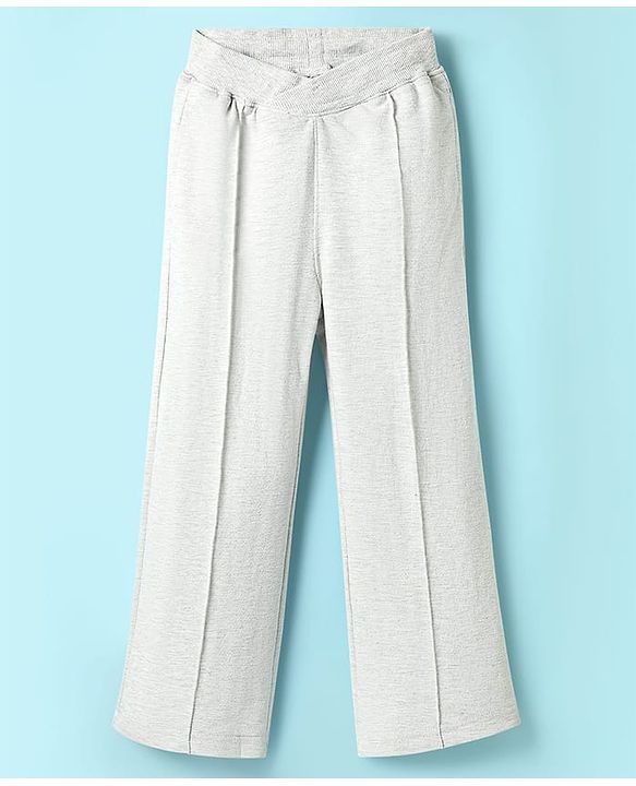Pine Kids Cotton Knit Full Length Solid Lounge Pant - Light Grey