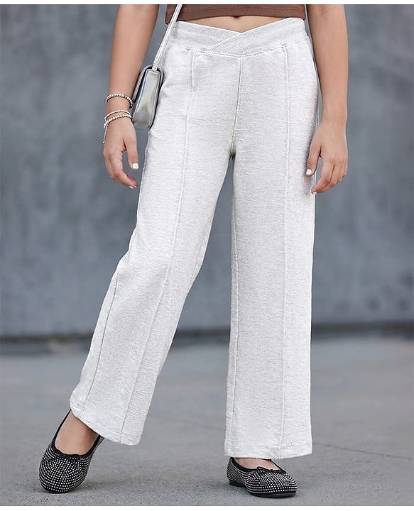 Pine Kids Cotton Knit Full Length Solid Lounge Pant - Light Grey