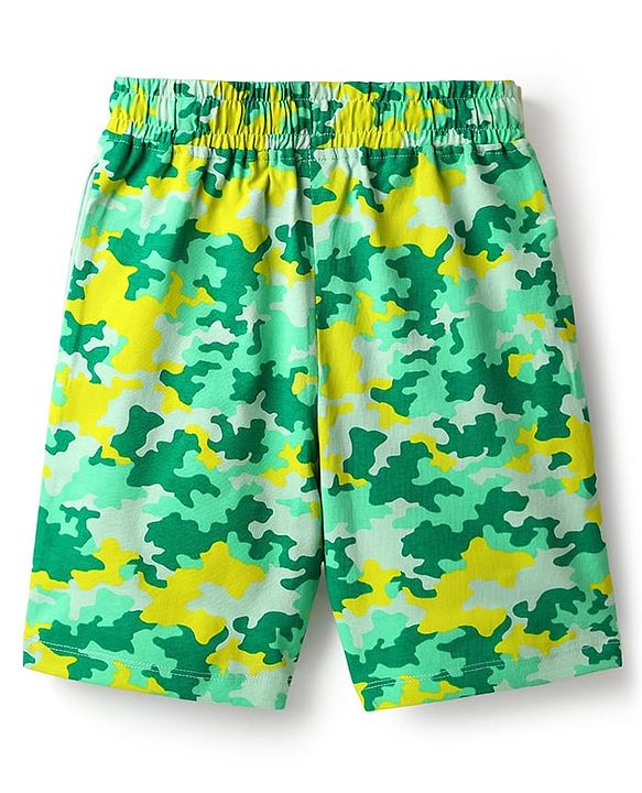 Pine Kids Single Jersey Knit Half Sleeves Shorts Night Suit With Abstract Print - Green