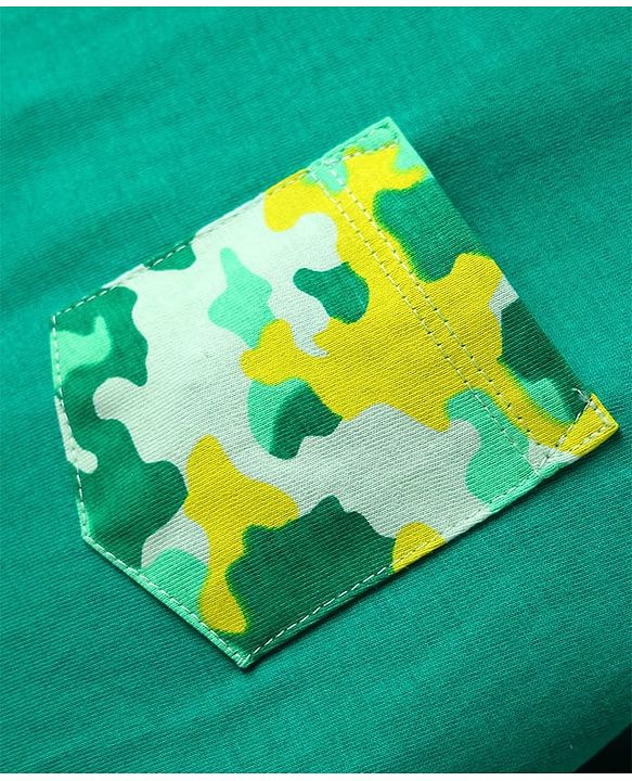 Pine Kids Single Jersey Knit Half Sleeves Shorts Night Suit With Abstract Print - Green