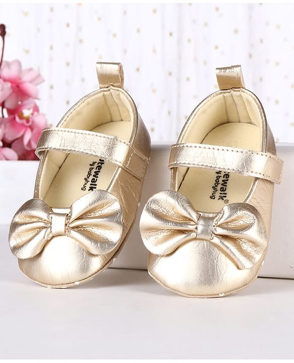 Cute Walk by Babyhug Ballerina With Velcro Closure & Butterfly Applique - Beige