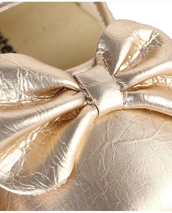 Cute Walk by Babyhug Velcro Closure Booties With Bow Applique - Golden