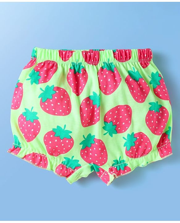 Babyhug 100% Cotton Fruits Printed Bloomers Pack Of 3 - Dark Pink Orange & Green