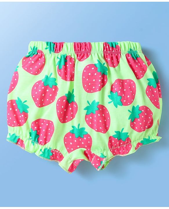 Babyhug 100% Cotton Fruits Printed Bloomers Pack Of 3 - Dark Pink Orange & Green