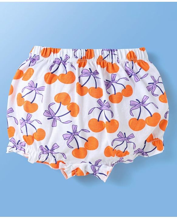 Babyhug 100% Cotton Fruits Printed Bloomers Pack Of 3 - Dark Pink Orange & Green