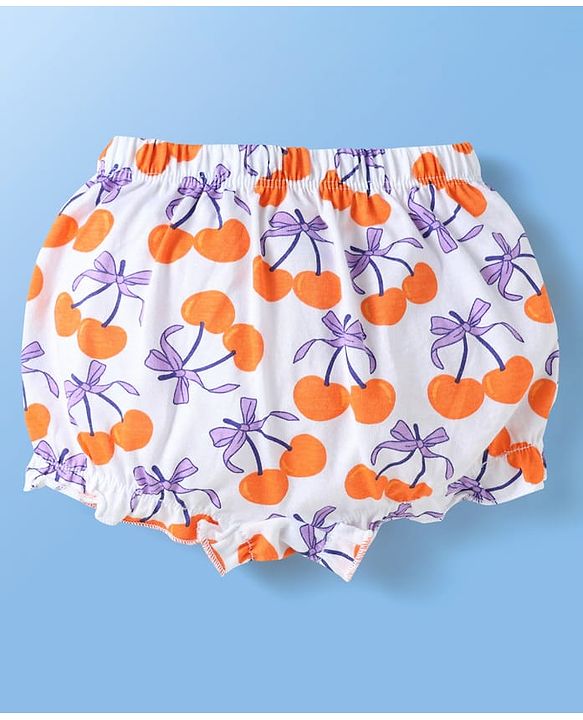 Babyhug 100% Cotton Fruits Printed Bloomers Pack Of 3 - Dark Pink Orange & Green