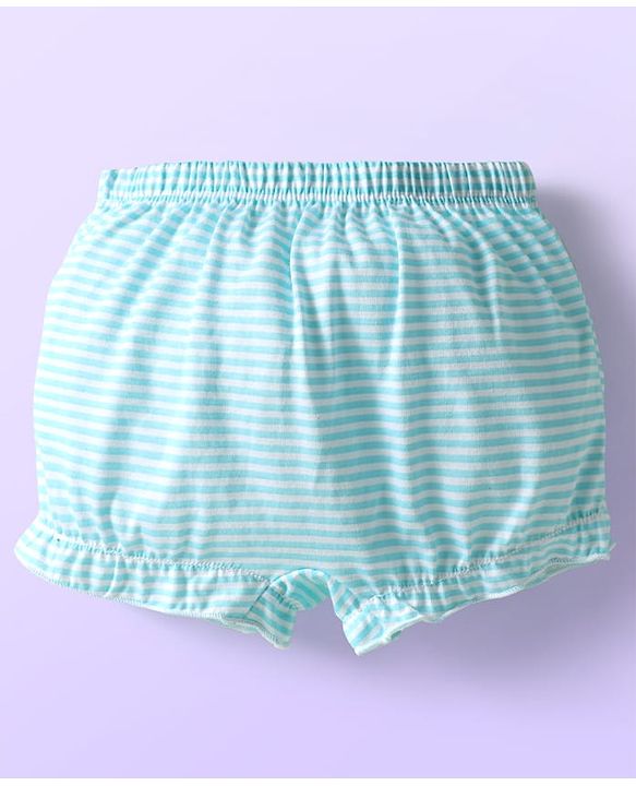 Babyhug 100% Cotton Bloomers With Stripes & Animal Prints Pack Of 3 - Dark Pink Yellow & Light Blue