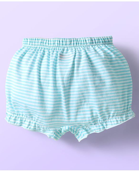 Babyhug 100% Cotton Bloomers With Stripes & Animal Prints Pack Of 3 - Dark Pink Yellow & Light Blue