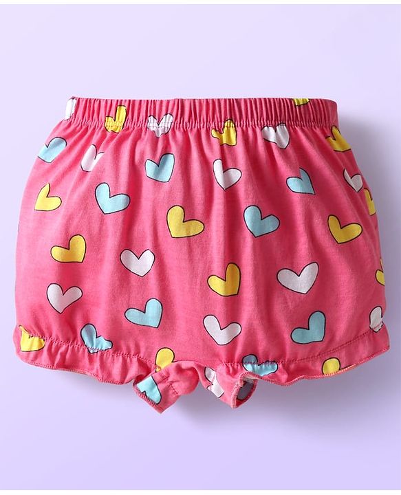 Babyhug 100% Cotton Bloomers With Stripes & Animal Prints Pack Of 3 - Dark Pink Yellow & Light Blue