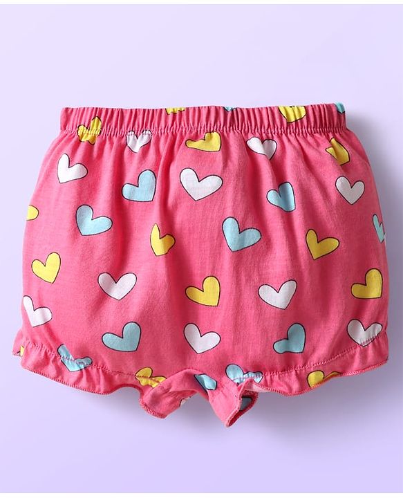 Babyhug 100% Cotton Bloomers With Stripes & Animal Prints Pack Of 3 - Dark Pink Yellow & Light Blue