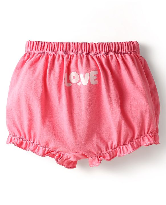 Babyhug 100% Cotton Knit Bloomers with Love & Cup Cake Print Pack of 3 - Pink & Navy Blue