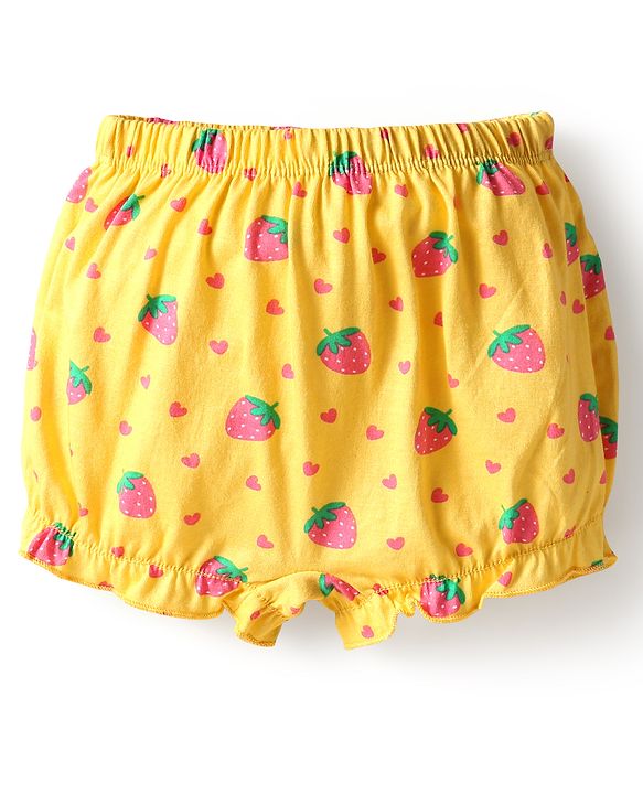 Babyhug 100% Cotton Knit Bloomers with Love & Cup Cake Print Pack of 3 - Pink & Navy Blue