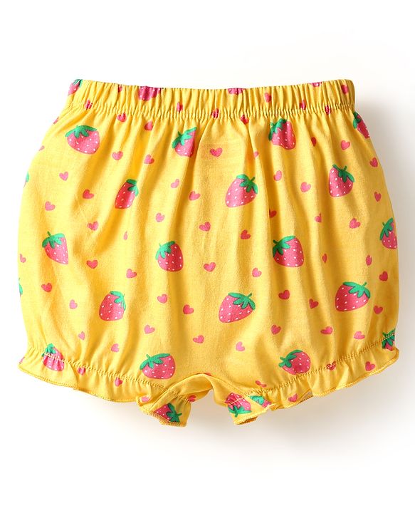 Babyhug 100% Cotton Knit Bloomers with Love & Cup Cake Print Pack of 3 - Pink & Navy Blue