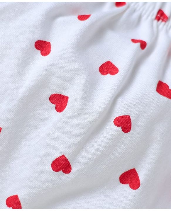 Babyhug 100% Cotton Floral & Hearts Printed Bloomers Pack Of 3 - Red Navy Blue & White
