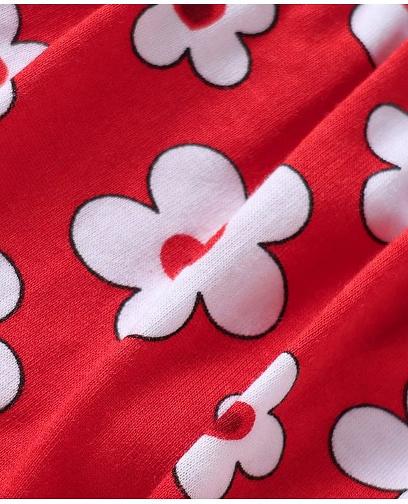Babyhug 100% Cotton Floral & Hearts Printed Bloomers Pack Of 3 - Red Navy Blue & White