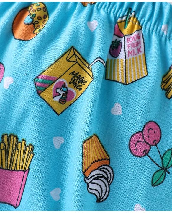 Babyhug 100% Cotton Single Jersey Knit Bloomers With Heart & Tropical Theme Print Pack Of 3 - Yellow Pink & Light Blue
