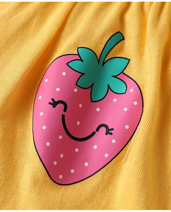 Babyhug 100% Cotton Single Jersey Knit Bloomers With Heart & Tropical Theme Print Pack Of 3 - Yellow Pink & Light Blue
