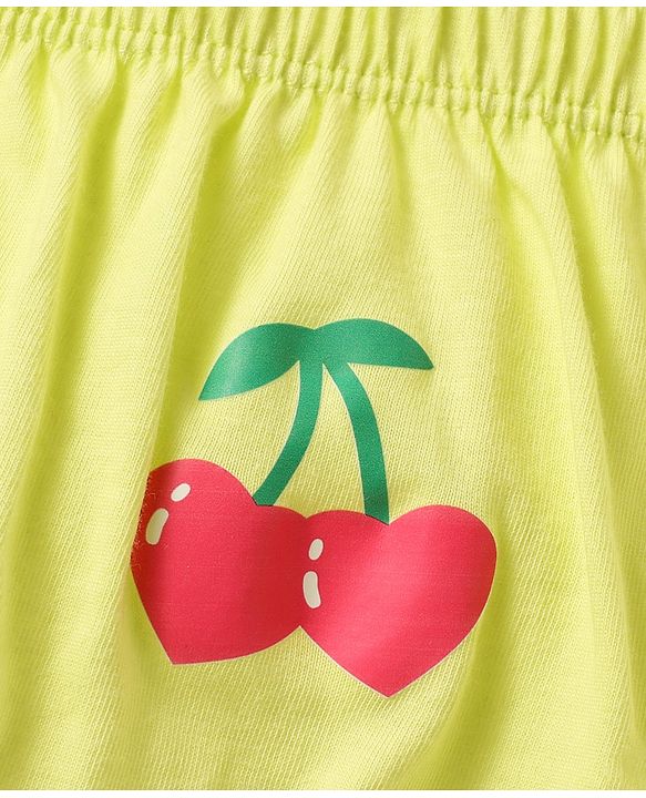 Babyhug 100% Cotton Single Jersey Knit Bloomers With Heart & Tropical Theme Print Pack Of 3 - Pink White & Lime Green