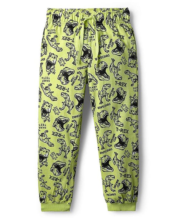 Pine Kids Single Jersey Knit Half Sleeves Co-ords Night Suit With Dino Print - Green