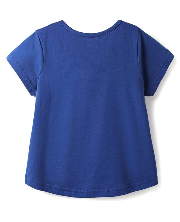 Pine Kids Single Jersey Knit Half Sleeves Night Suit with Floral Print - Navy Blue
