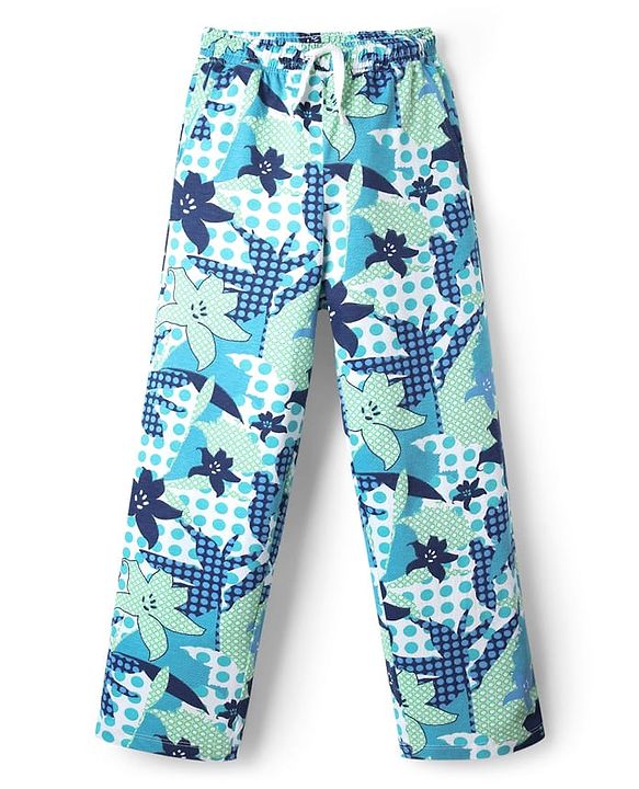 Pine Kids Single Jersey Knit Half Sleeves Night Suit with Floral Print - Navy Blue